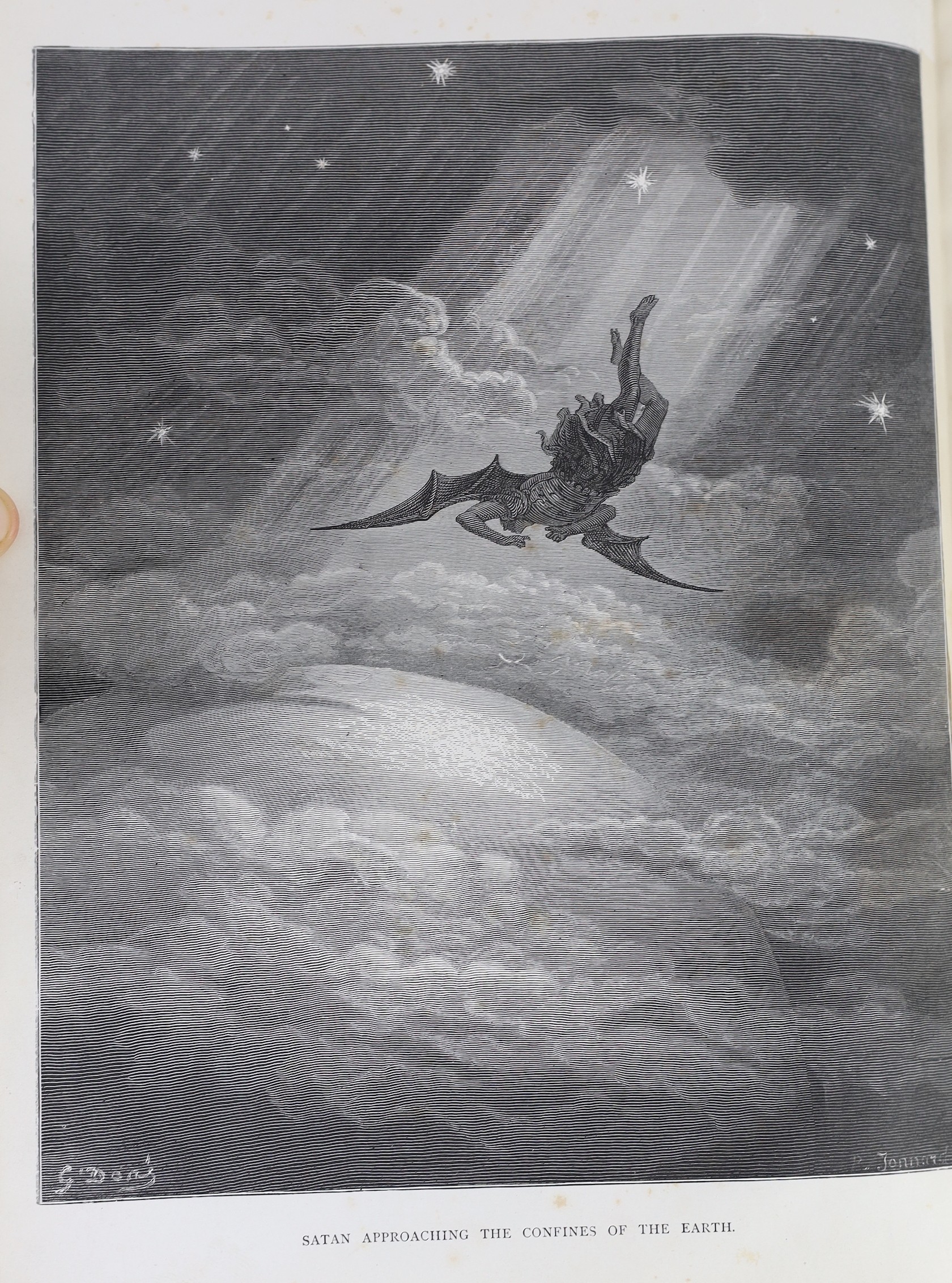 Dore, Gustave (illustrator) - Cassell's Dore Gallery... With a Memoir (etc) by Edmund Ollier. num. engraved plates; contemp. half morocco and cloth, gilt decorated panelled spine, ge. and marbled e/ps., fol. (ca.1885)